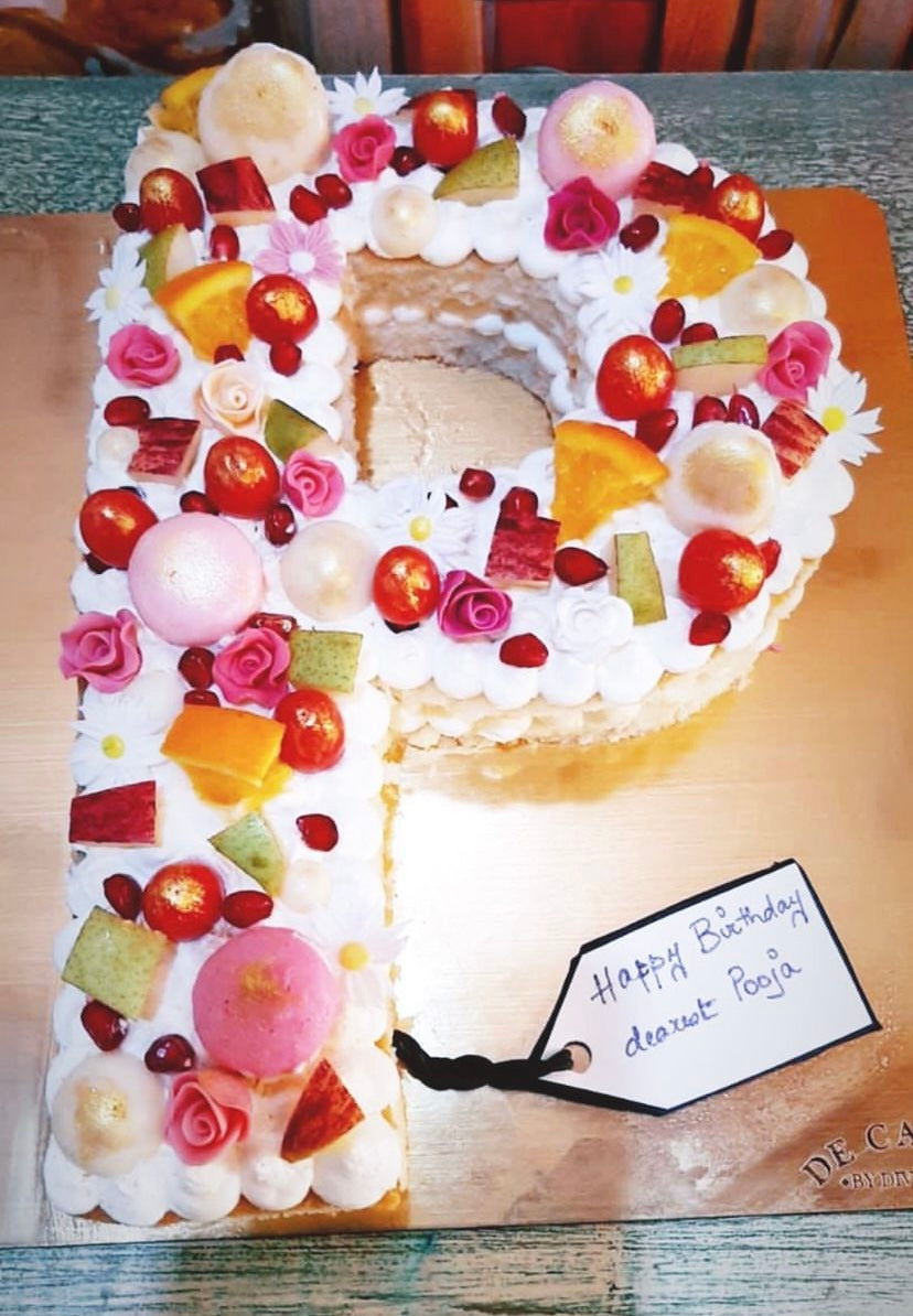 Stylish Monogram "P" Alphabet Birthday Cake